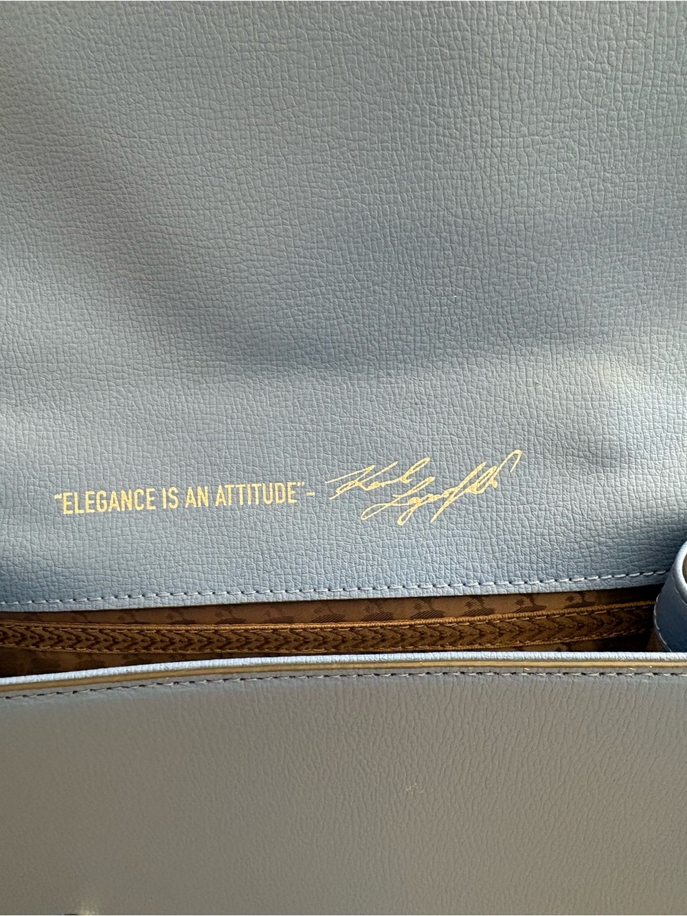 Karl Lagerfeld White and Light Blue Top Handle Shoulder Bag with Stripe Trim - Picture 7 of 11